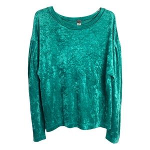 We The Free Milan Layering Teal Velvet Top